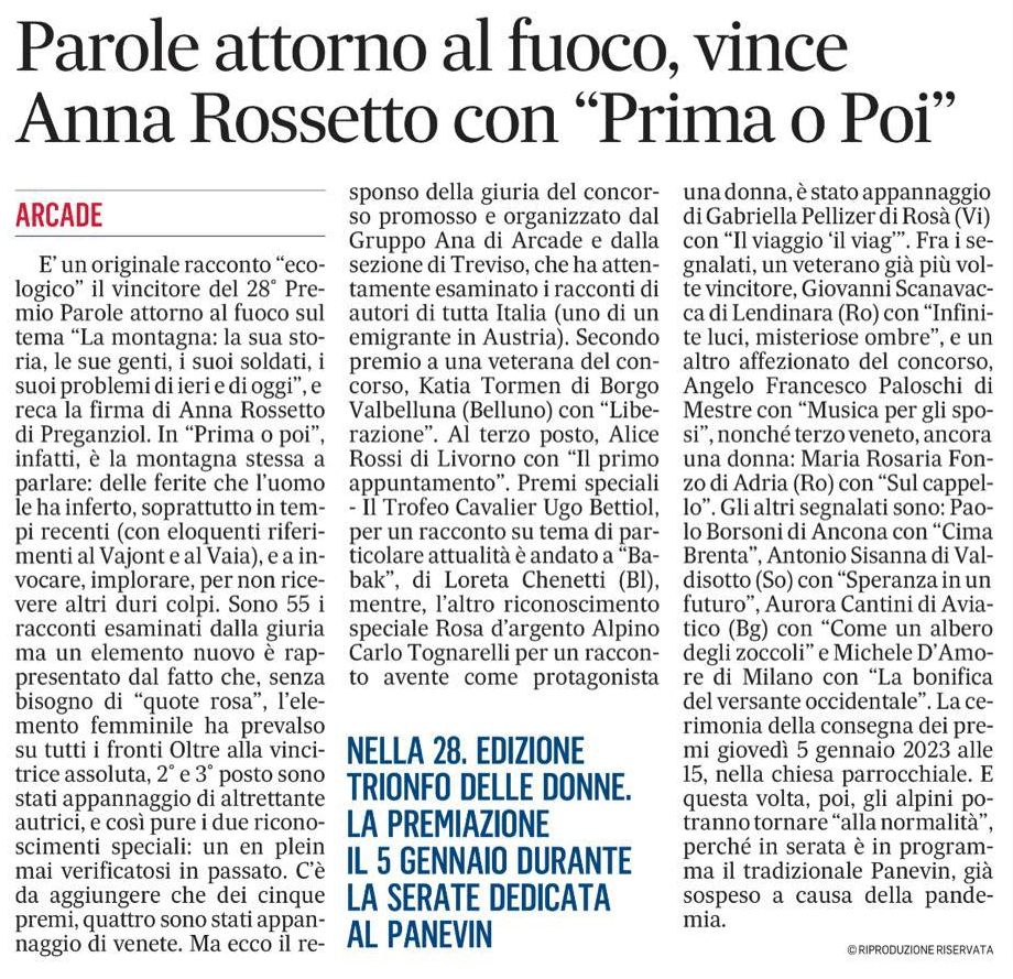 Da il Gazzettino 08 Novembre 2022